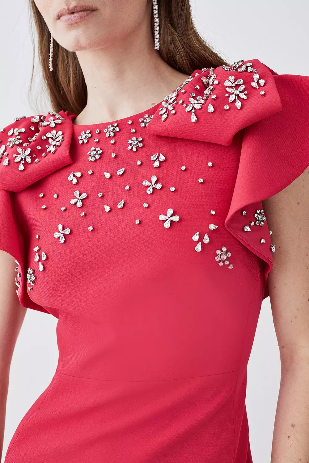 Embellished Stretch Woven Midi Dress | Karen Millen